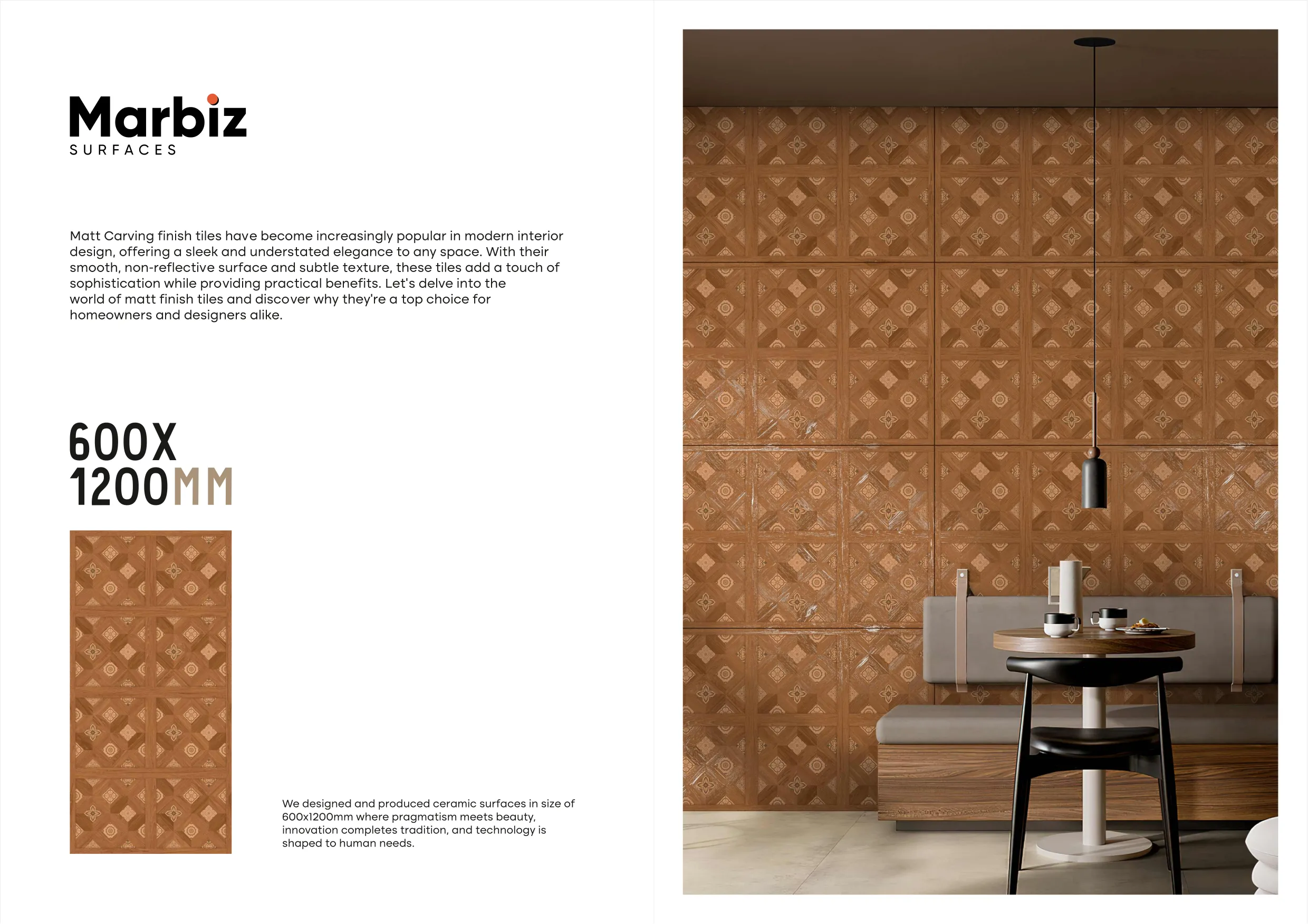 Blossam 600x1200mm Wood Carving - Design 3