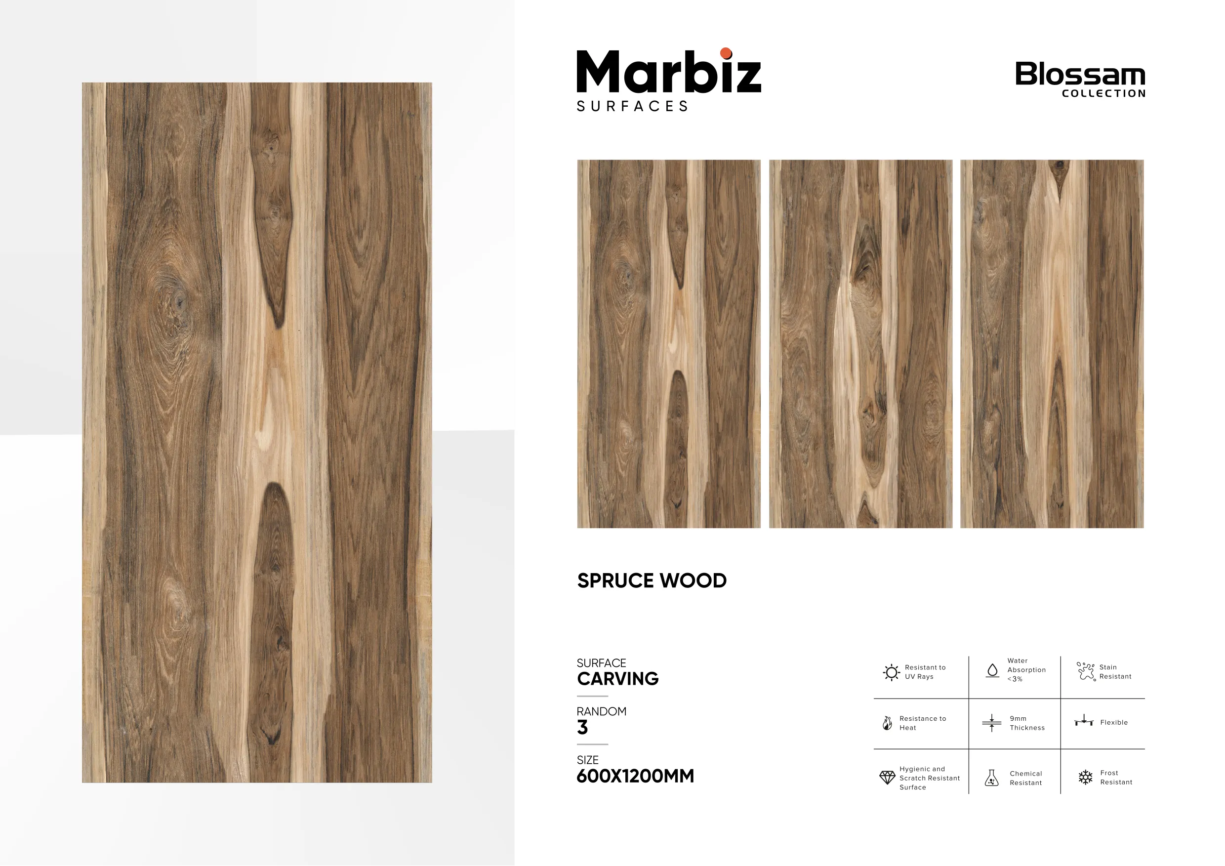 Blossam 600x1200mm Wood Carving - Design 101