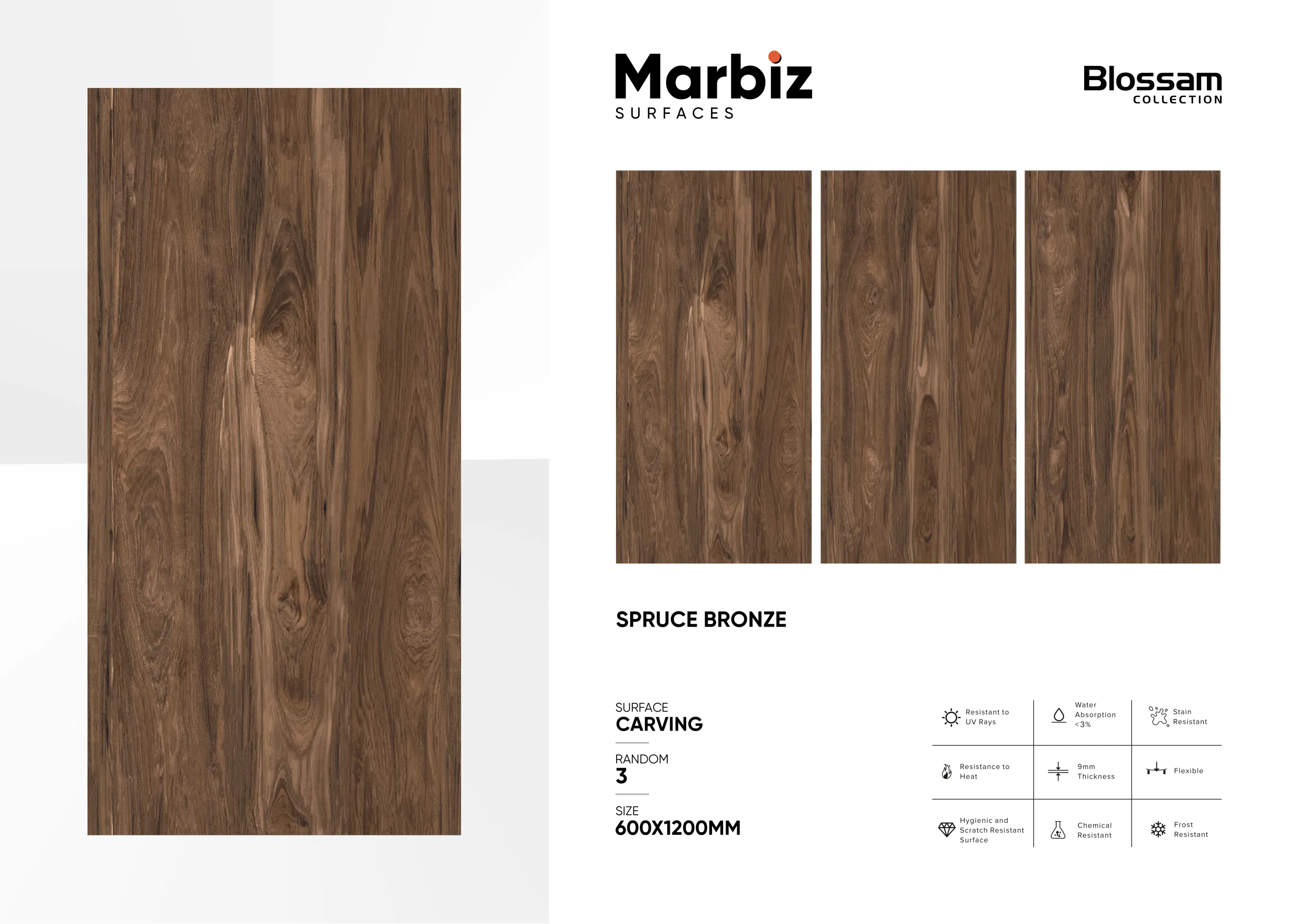 Blossam 600x1200mm Wood Carving - Design 97